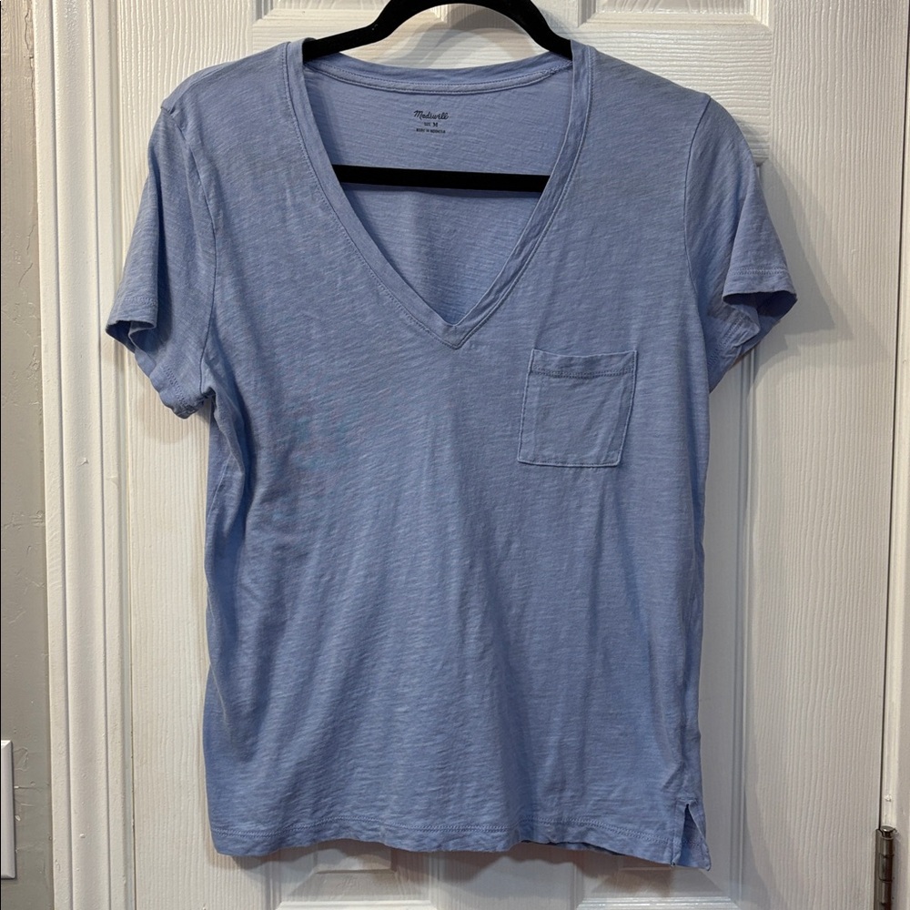 Madewell Soft Blue Whisper V-Neck Tee